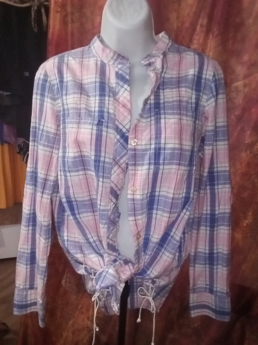 Banana Republic Pink & Blue Plaid Button-Down Shirt